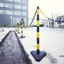 GUARDA Yellow/Black Chain Post Set with 6 Posts, 10m Chain, 10 Hooks & Concrete-Filled Base – High-Visibility Safety Demarcation for Warehouses & Events
