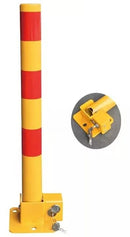 Folding High-Visibility Yellow Parking Post 600mm x 60mm, Steel, Reflective, Portable, Durable, for Residential & Commercial Parking, Includes 3 Keys