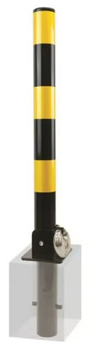 Buried Folding Parking Post with Spigot Base Heavy-Duty Lock Space-Saving Design Secure Vehicle Protection for Driveways Car Parks & Motorhome Areas