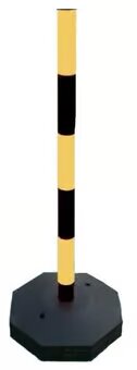 Black & Yellow Safety Post Set with Cap & Base – Lightweight, High Visibility for Construction, Warehouse, Parking & Hazard Marking, Easy Installation