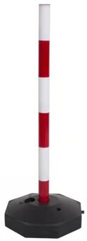 Red/White Safety Post with Cap & Deep Strut, 900mm High, 40mm Wide, Octagon Base, Durable & Visible for Construction, Parking, & Event Safety
