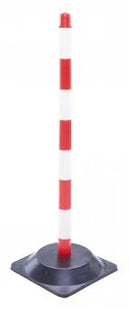 GUARDA Red/White Chain Post with Recycled Rubber Base, High-Visibility Safety Barrier for Parking, Construction, and Event Use – 870mm, 2.3kg