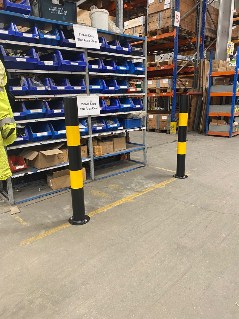 Dark Gray 900mm Black and Yellow Bollard 60mm - 193mm Diameter