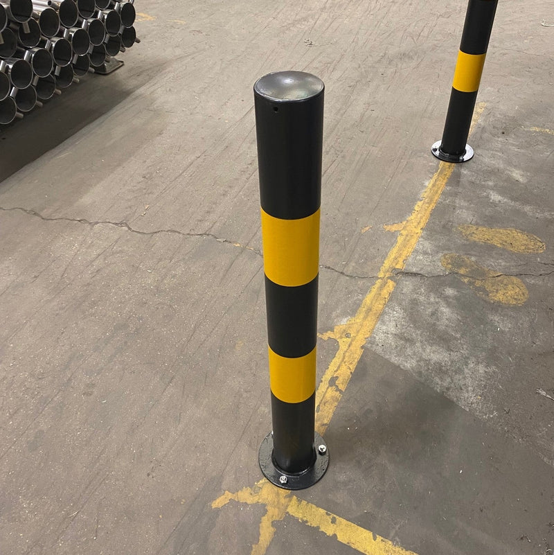 Rosy Brown 900mm Black and Yellow Bollard 60mm - 193mm Diameter