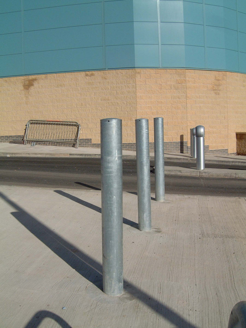 Light Slate Gray Galvanised Steel Fixed Bollard 750mm Above Ground