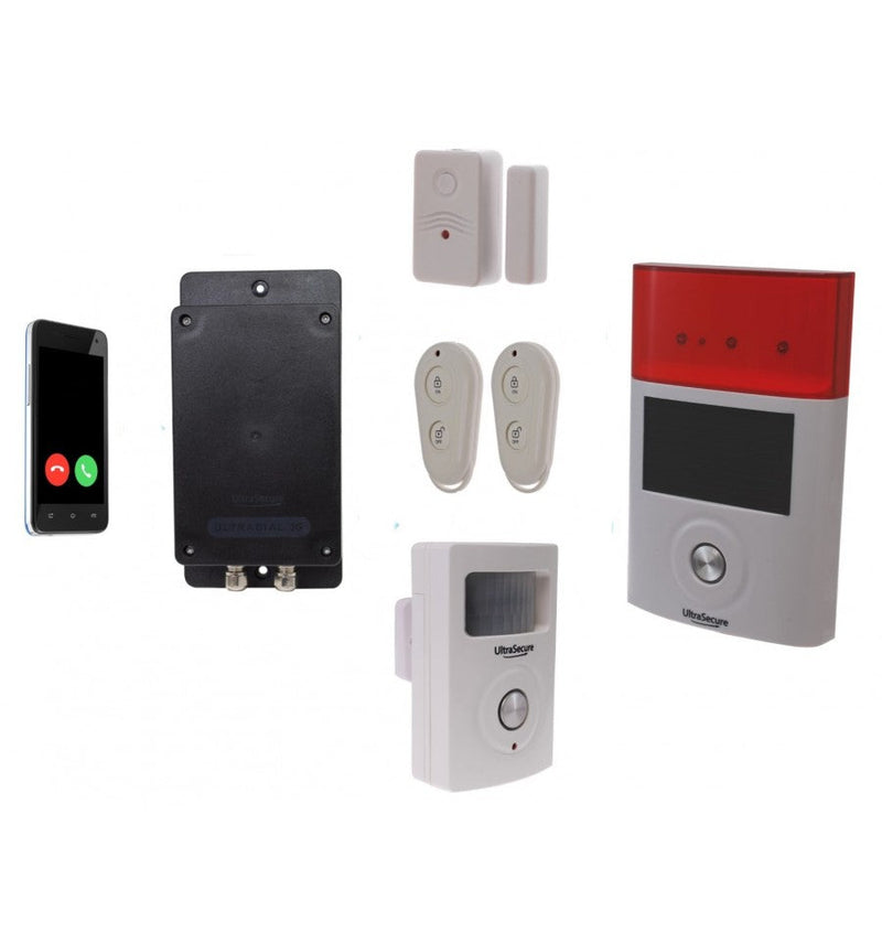 Dark Gray Battery GSM UltraDIAL Alarm with PIR, Door Contact & Solar Siren