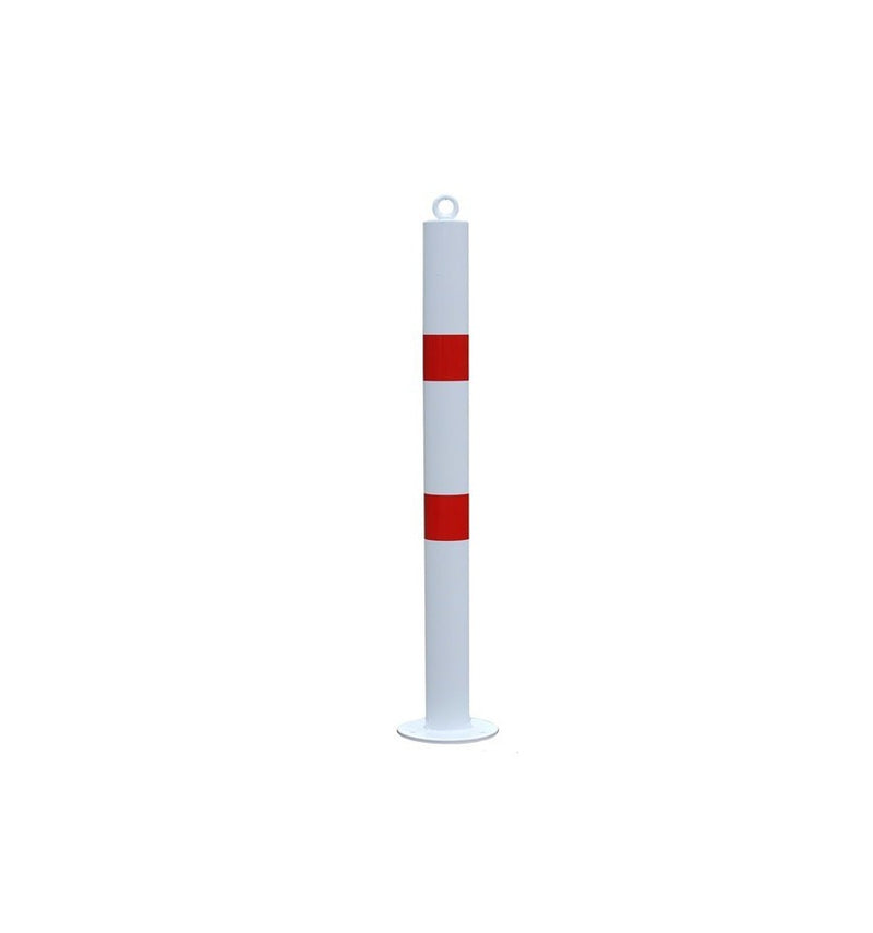 Light Gray 76mm Bolt Down Bollard - White & Red