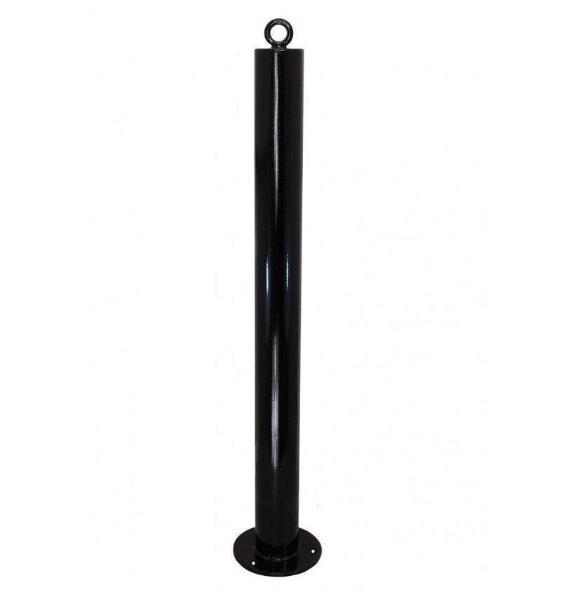 Black 76mm Bolt Down Steel Bollard - Black