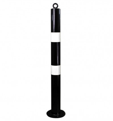 Light Gray 76mm Bolt Down Steel Bollard - Black & White