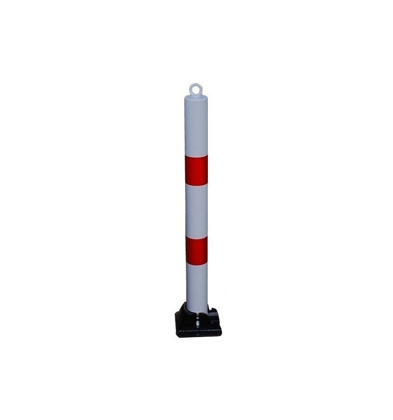 Dark Gray Red & White Fold Down Parking Post With Integral Lock & Eyelet