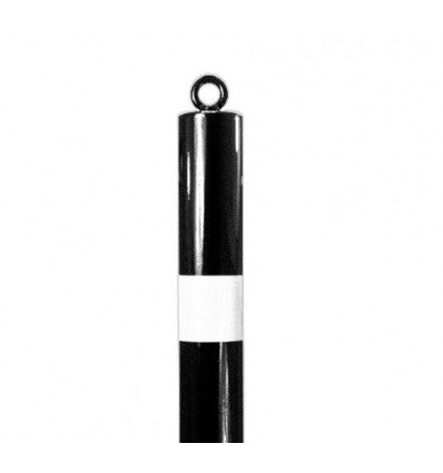 Black 76mm Bolt Down Steel Bollard - Black & White