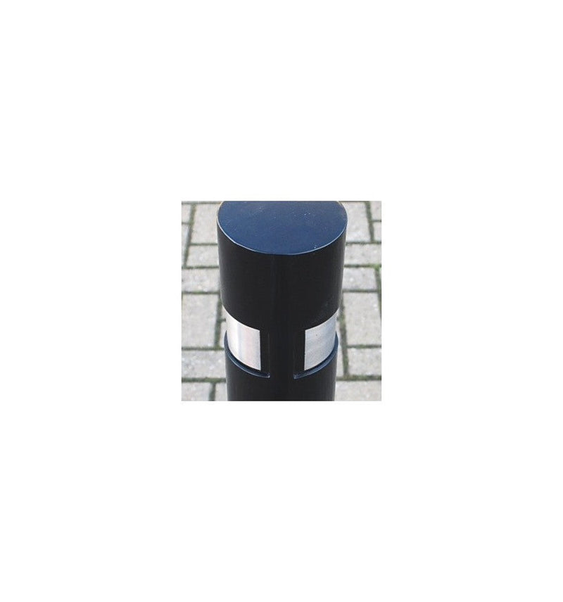 Light Gray Heavy Duty Steel Security Bollard -  Black