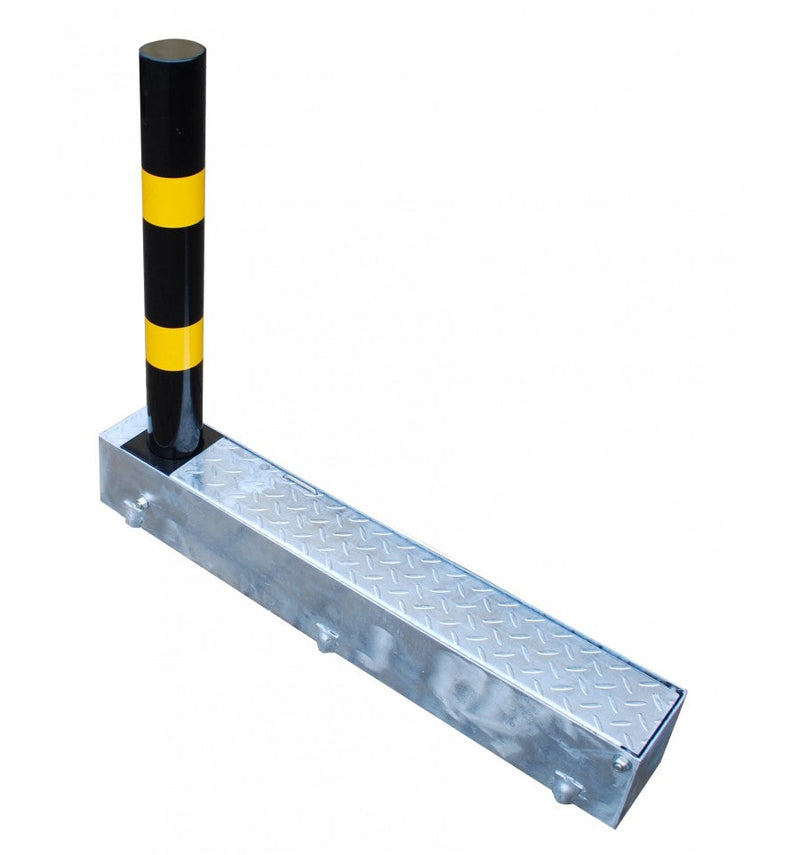 Dark Gray Fold Away (coffin) Parking Post - Black & Yellow