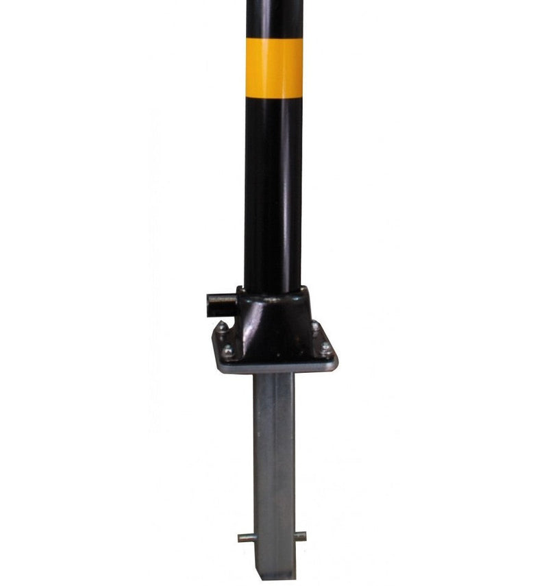 Dark Slate Gray Black & Yellow Fold Down Parking Post With Ground Spigot