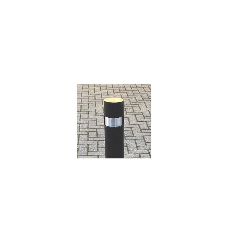 Gray Heavy Duty Steel Security Bollard -  Black