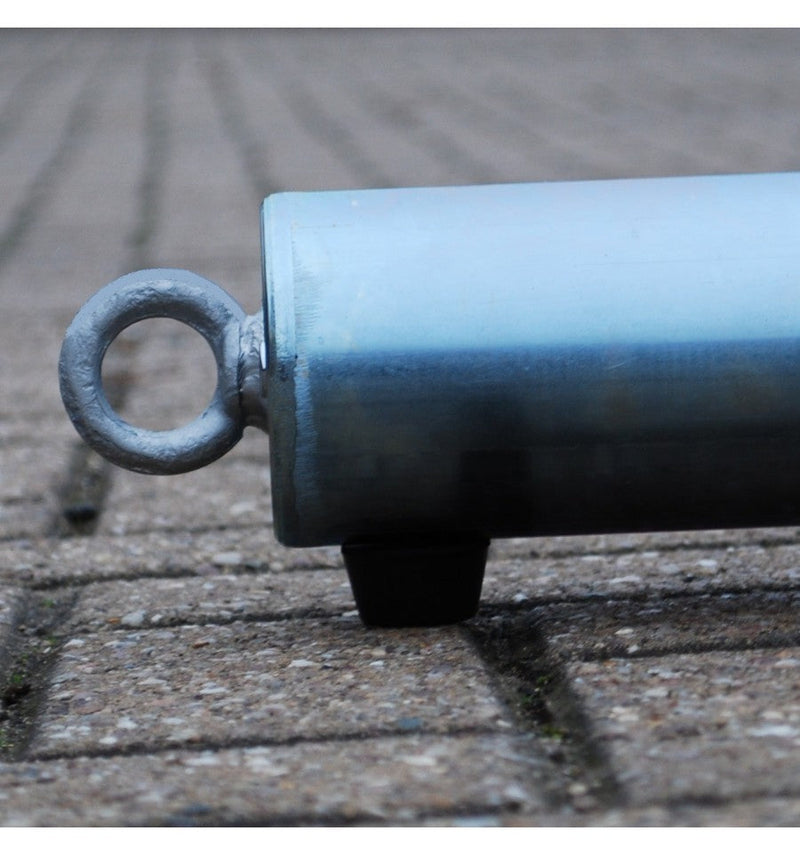 Light Slate Gray Galvanised Fold Down Parking Post With Blue Stripes