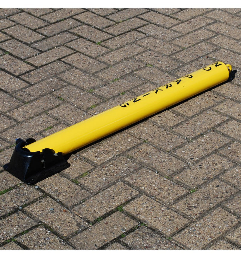 Dim Gray 900mm High Yellow Fold Down Parking Post - No Parking Logo