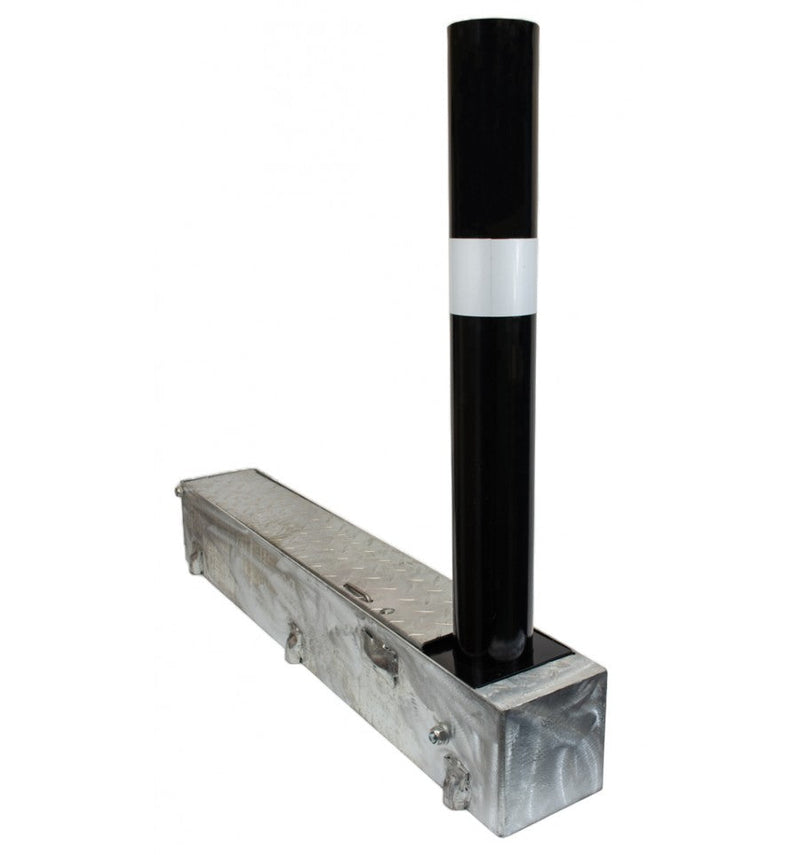 Dark Slate Gray Fold Away (coffin) Black Bollard Post With Reflective White Band