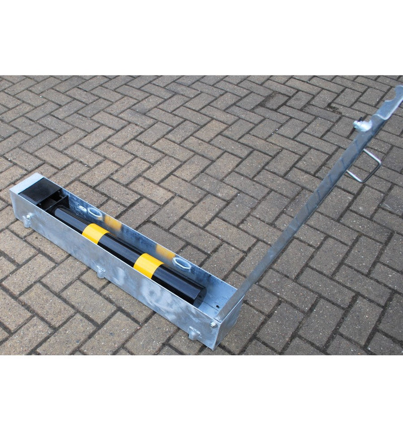 Slate Gray Fold Away (coffin) Parking Post - Black & Yellow