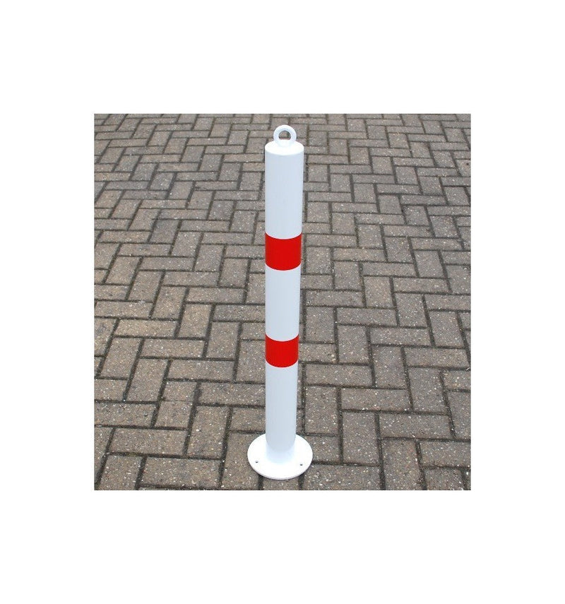 Slate Gray 76mm Bolt Down Bollard - White & Red