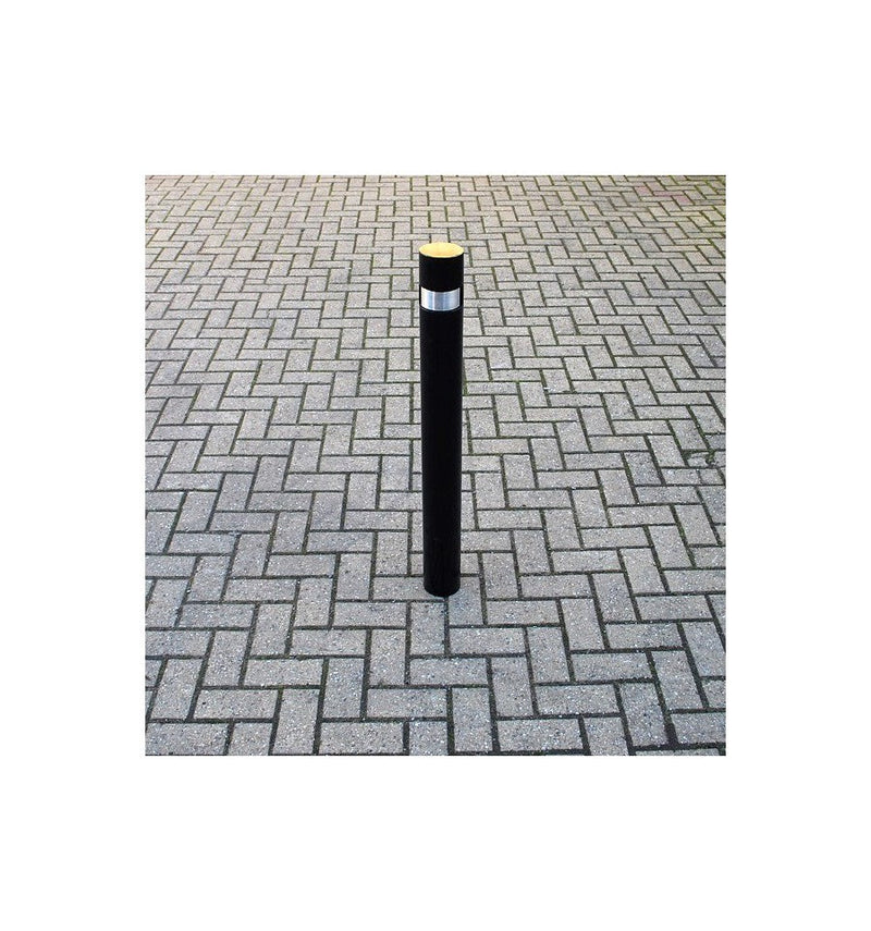 Dark Gray Heavy Duty Steel Security Bollard -  Black