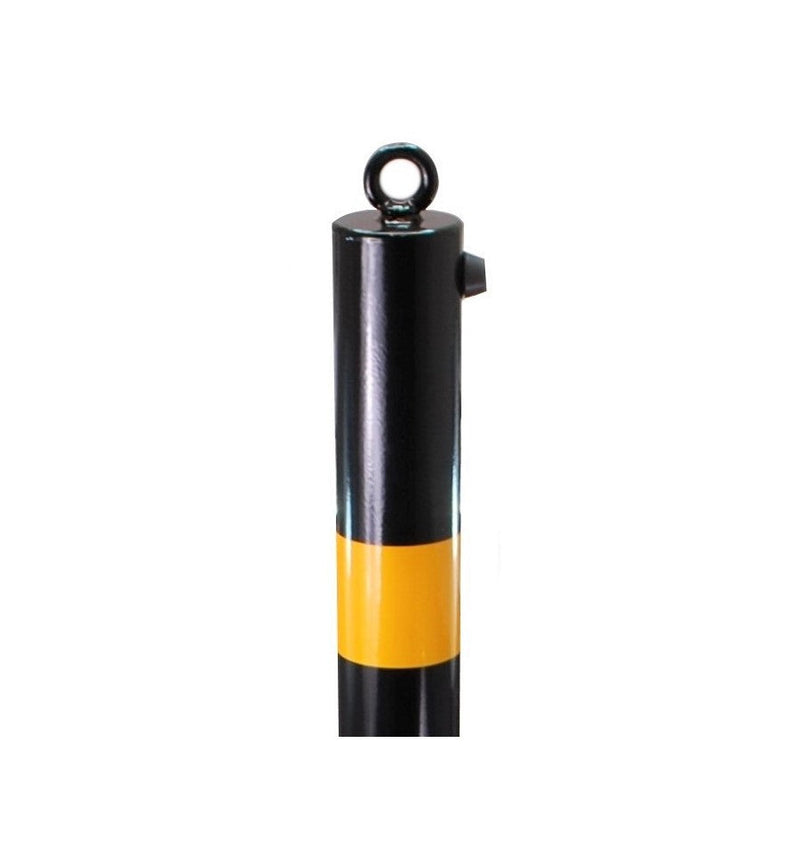 Sandy Brown Black & Yellow Fold Down Parking Post With Ground Spigot