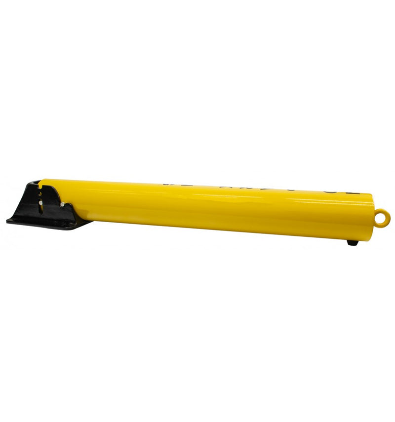 Goldenrod Large Fold Down Steel Security Post - Integral Lock, Eyelet & No Parking Logo