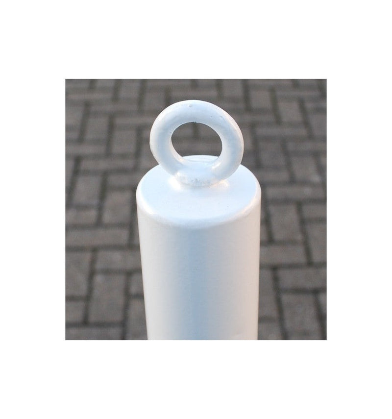 Dim Gray 76mm Spigot Static Bollard - White & Red