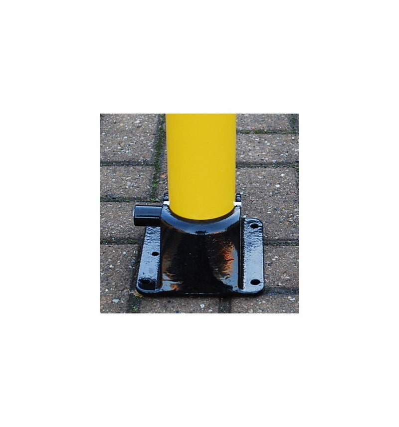 Dark Slate Gray Yellow & Red Fold Down Parking Post With Integral Lock & Top Mounted Eyelet