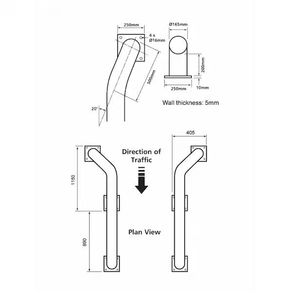 Black Cranked Wheel Guides Pair