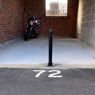 Black Folding Parking Post with Integral Lock (Bolt Down)