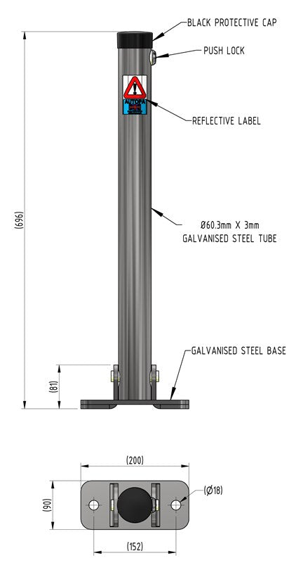 Slate Gray 750mm Lockable Hinged Parking Post