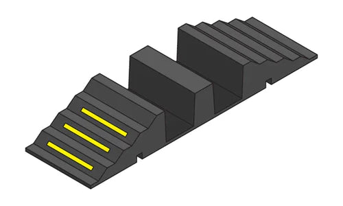 Hose Protection Ramp for HGVs, Durable Rubber, 2-Channel Cable Protector, Reflective Strips, 12 Ton Max Axle, Warehouse/Factory Use
