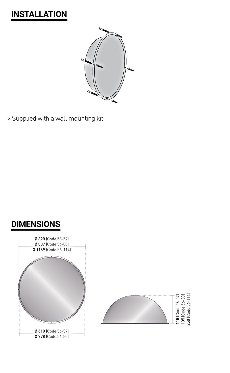 Vertically Mounted 1/2 Sphere Mirror Enhancing Industrial Safety and Visibility