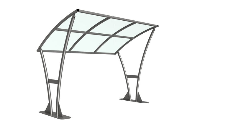 Newton Cycle Shelter With PETG Roof - Galvanised Steel Frame Open Sided