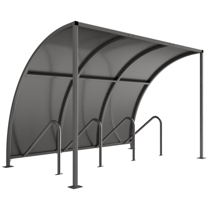 VS1 Cycle Shelter with Galvanised Steel Roof - Galvanised Steel Frame Open Sided