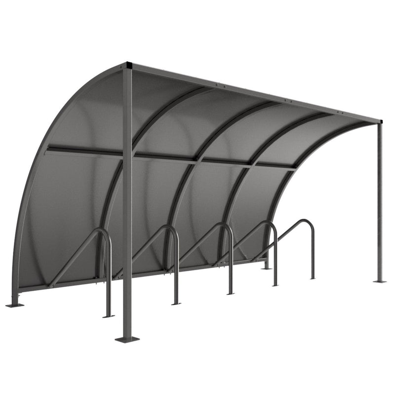 VS1 Cycle Shelter with Galvanised Steel Roof - Galvanised Steel Frame Open Sided