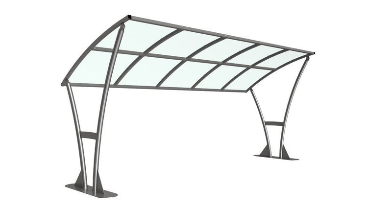 Newton Cycle Shelter With PETG Roof - Galvanised Steel Frame Open Sided