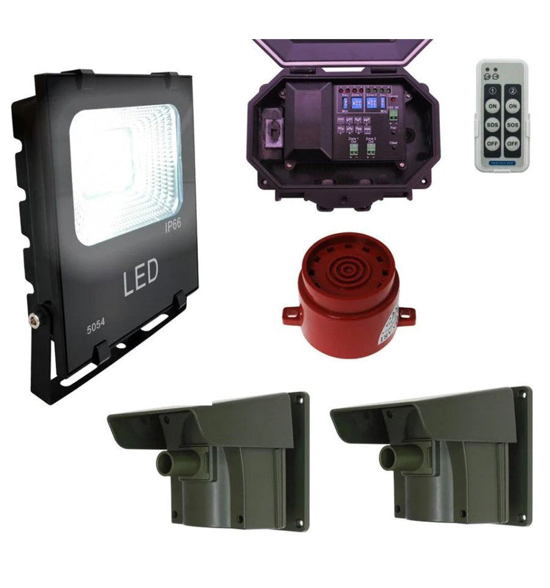 Security Floodlight & Adjustable Siren Long Range Driveway PIR Alarm With Outdoor Receiver