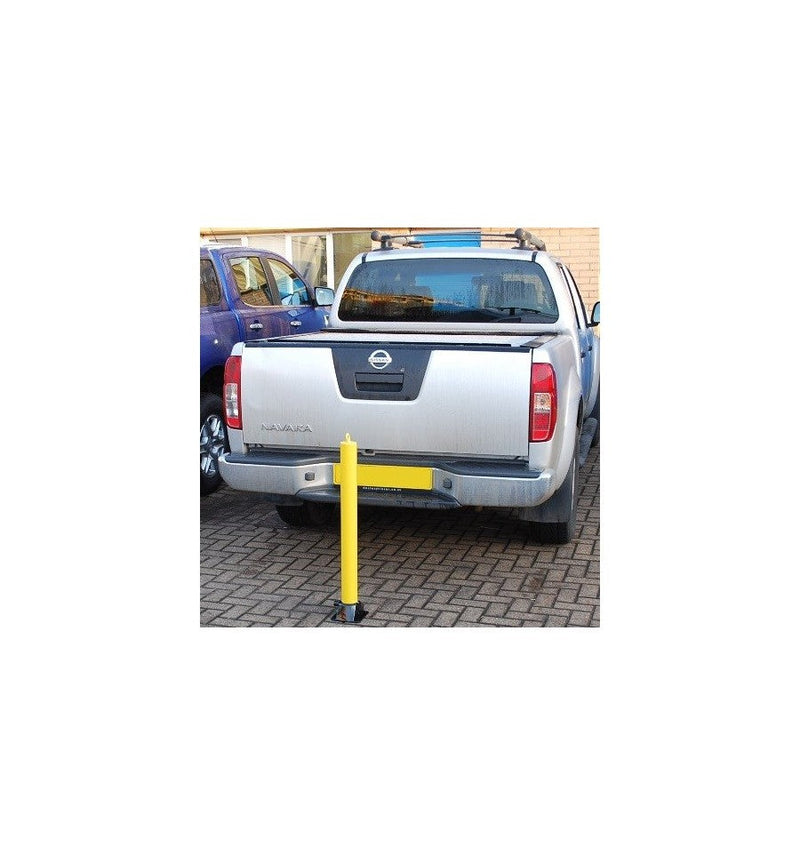 Yellow Fold Down Parking Post With Intigral Lock & Top Mounted Eyelet