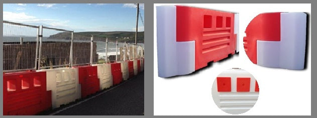 RB2000 Heavy Duty Water Filled Safety Barrier - 1m High, Interlocking Design for Site with Fencing Options, Tamper-Proof, Powder Coated Finish