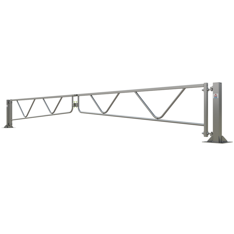 Heavy-Duty Double Swing Gate - Manually Operated, Galvanized Steel, Secure Entry/Exit, Self-Latching Catch Post, Red Coated, Industrial Commercial Use