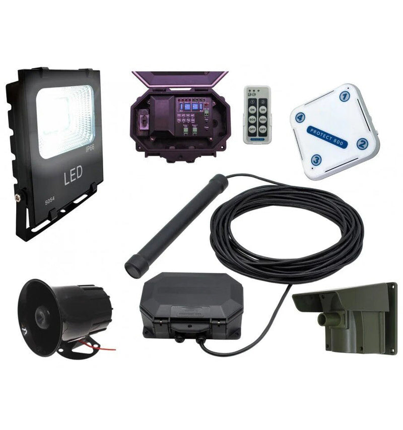 Security Floodlight & Siren Driveway Alarm With Outdoor, Indoor Receiver, PIR & Vehicle Sensing Probe