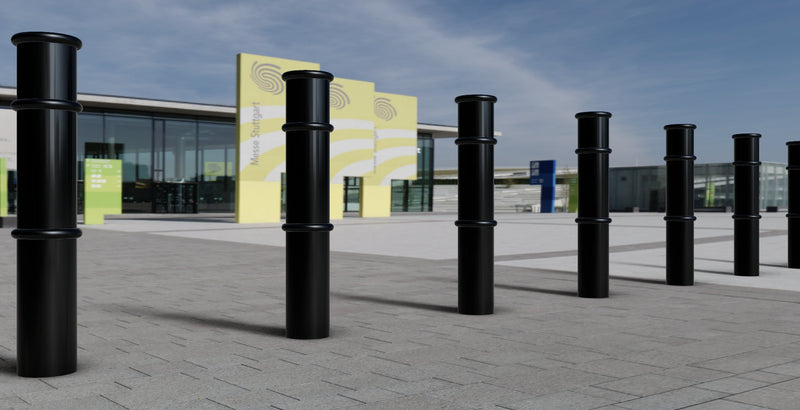 GFC 6000 Ornamental Bollard 1000mm Above Ground, Galvanised Mild Steel with Cast Iron Caps, Concrete-in, Security Options, Durable & Decorative for Outdoor Use