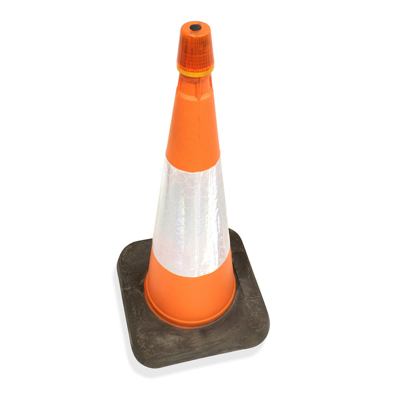 LED Road Traffic Cone Safety Lamp – 360° Amber Light, Photocell Sensor, Flashing/Steady Modes, 1500H Battery Life, Impact-Resistant, Fits 28-46mm