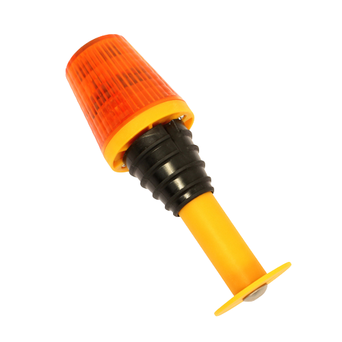 LED Road Traffic Cone Safety Lamp – 360° Amber Light, Photocell Sensor, Flashing/Steady Modes, 1500H Battery Life, Impact-Resistant, Fits 28-46mm
