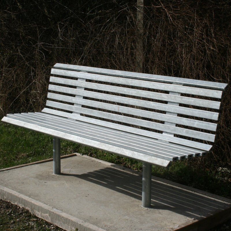 Drayton 1800mm Long Outdoor Seat, Galvanised Steel or Stainless Steel, Durable, Low Maintenance, Concrete or Bolt Down, Ideal for Parks & Schools