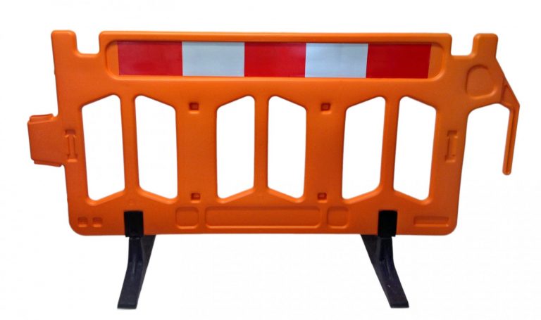 Firmus Chapter 8 Compliant Safety Barrier - Pedestrian Walkway Protection, UV Stabilized Polyethylene, Reflective, Anti-Trip Feet, Stackable, UK Made, 2m