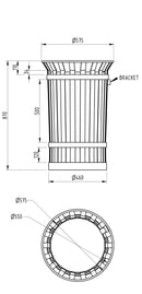 Heavy Duty Flared Top Metal Litter Bin - 89L Capacity, Lockable Steel Liner, Galvanised or Stainless Steel, Ideal for Parks & High Traffic Areas