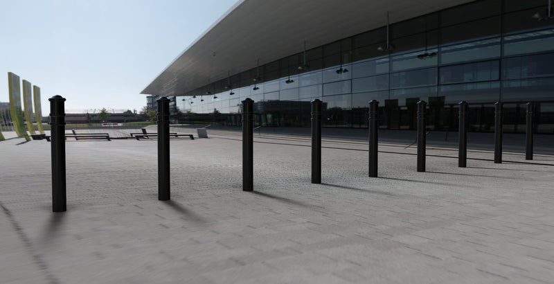 GFC1700 Ornamental Steel Bollard 1000mm, Galvanized & Coated, Mild Steel, Decorative, Concrete In, 114mm Diameter, Durable, Customizable Hooks & Chains